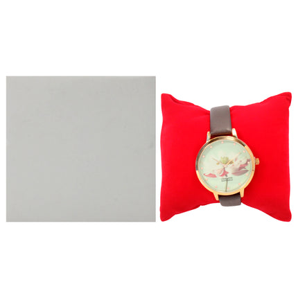 Charlotte Raffaelli CRF009 La Florale Rose Gold-Brown Leather Women's Watch
