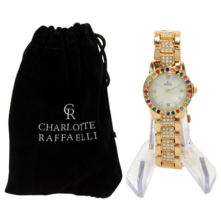 Charlotte Raffaelli Gold-Multicolor Stainless Steel Bracelet Watch for Women - Fashionable Timepiece for Her