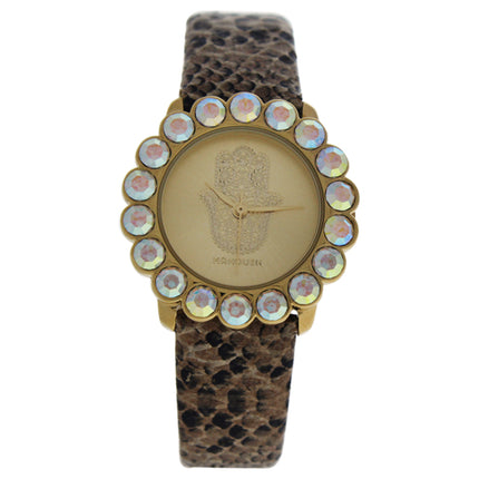 Manoush MSHSCGL Scarlett Gold Crocodile Leather Strap Watch for Women - Luxury Timepiece for Elegant Style