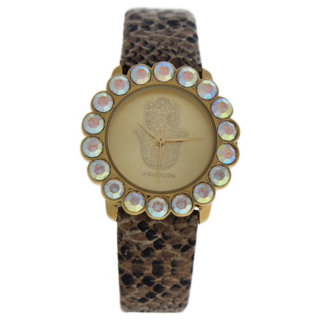 Manoush MSHSCGL Scarlett Gold Crocodile Leather Strap Watch for Women - Luxury Timepiece for Elegant Style