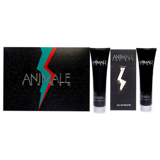 Animale by Animale for Men 3 Pc Gift Set - EDT Spray, After Shave Balm, Hair and Body Wash