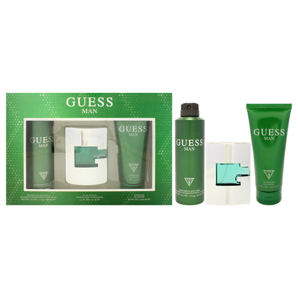 Guess Man by Guess for Men 3 Pc Gift Set - EDT Spray, Deodorizing Body Spray, Shower Gel