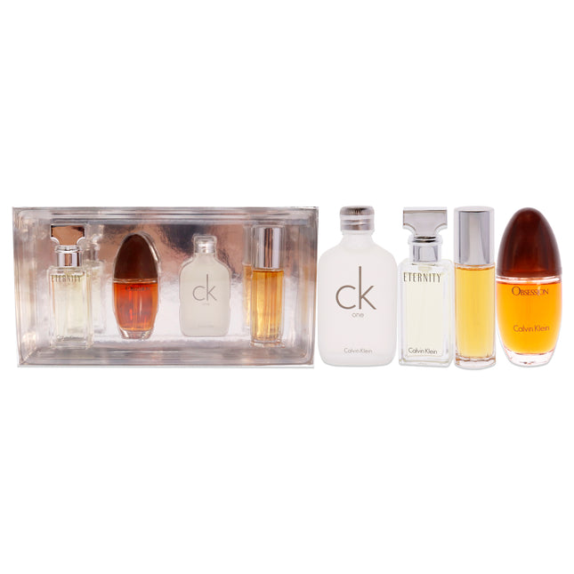 Calvin Klein Variety for Women - 4 Pc Mini Gift Set 0.5oz Obsession, CK One, Eternity, Escape EDP Spray