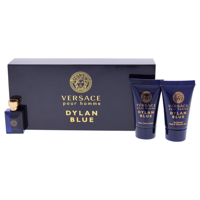 Versace Dylan Blue Men's Mini Gift Set - 3 Pc EDT Splash, Bath & Shower Gel, After Shave Balm