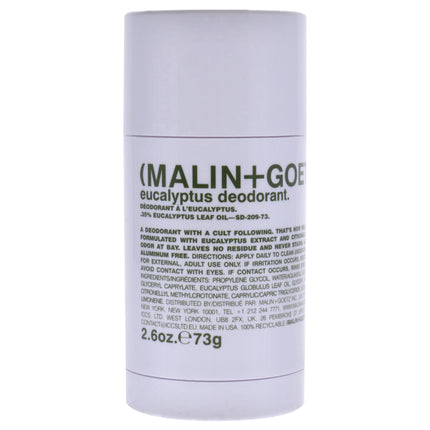 Malin + Goetz Eucalyptus Deodorant Stick for Unisex (2.6 oz) - Long Lasting Protection