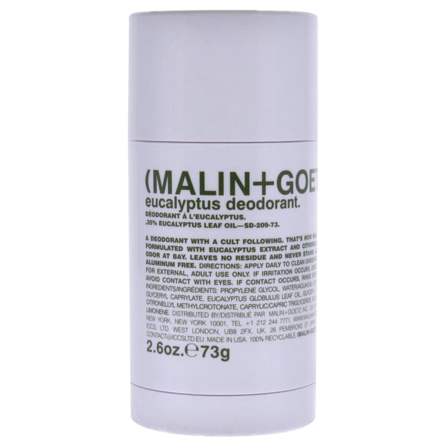 Malin + Goetz Eucalyptus Deodorant Stick for Unisex (2.6 oz) - Long Lasting Protection