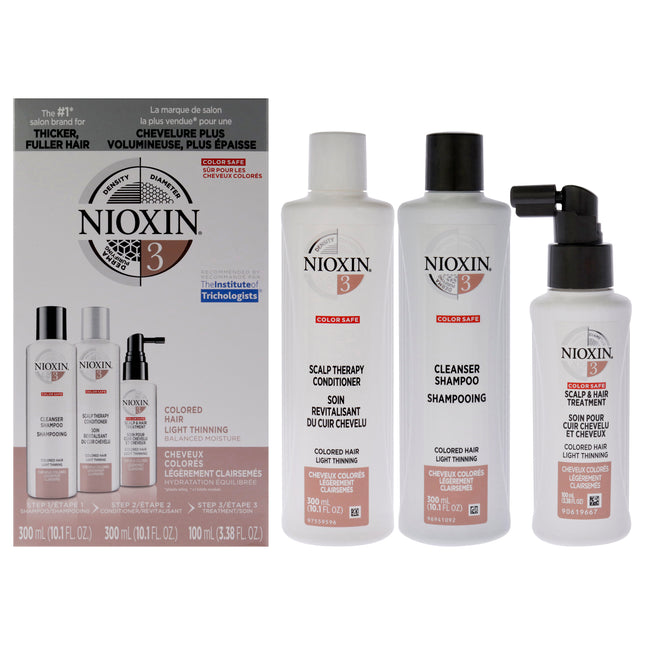 Nioxin System 3 Kit for Unisex - Scalp Hair Shampoo, Conditioner, and Hair Thickening Treatment - 3 Pc Set 10.1oz each