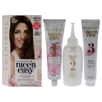 Clairol Nice n Easy Permanent Color 6A 114 Light Ash Brown for Women Hair Color - 1 Application