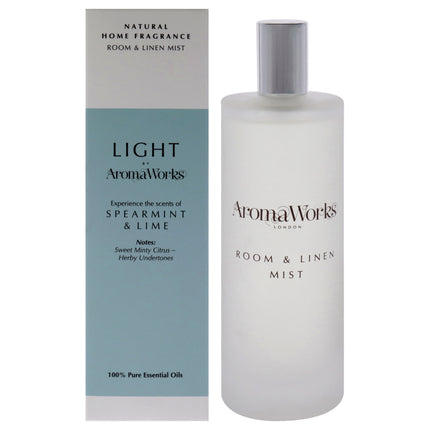 Aromaworks Light Room and Linen Mist - Spearmint and Lime Unisex Room Spray - 3.38 oz