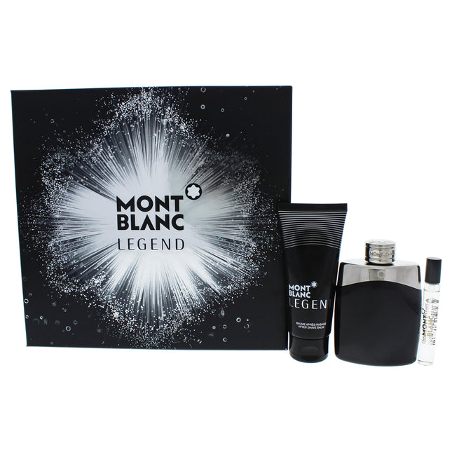 Mont Blanc Legend Men's 3 Pc Gift Set - 3.3oz EDT Spray, 0.25oz EDT Spray, 3.3oz After Shave Balm