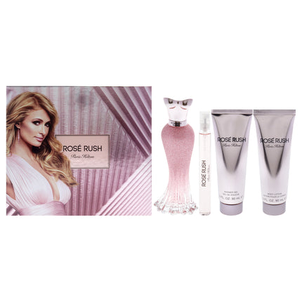 Paris Hilton Rose Rush Women's 4-Piece Gift Set - Eau de Parfum Spray, Body Lotion, Shower Gel