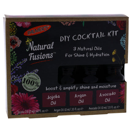 Palmers Natural Fusions Shine and Hydration DIY Cocktail Kit for Unisex - 3 x 0.33 oz Jojoba Oil, Argan Oil, Avocado Oil for Hair Care
