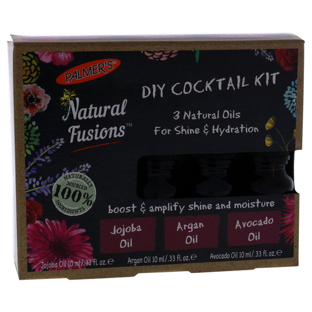 Palmers Natural Fusions Shine and Hydration DIY Cocktail Kit for Unisex - 3 x 0.33 oz Jojoba Oil, Argan Oil, Avocado Oil for Hair Care