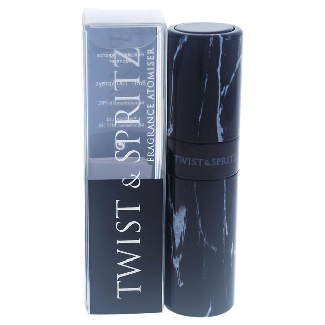 Twist and Spritz Atomiser - Black Marble for Women - 8 ml Refillable Spray (Empty)