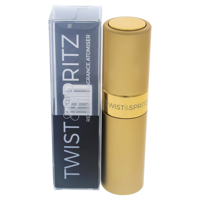 Twist and Spritz Atomiser - Gold for Women - 8 ml Refillable Spray (Empty) - Portable and Stylish Perfume Bottle