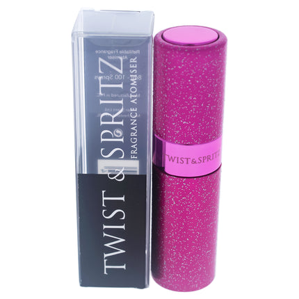 Twist and Spritz Atomiser - Hot Pink Glitter for Women - 8 ml Refillable Spray (Empty)