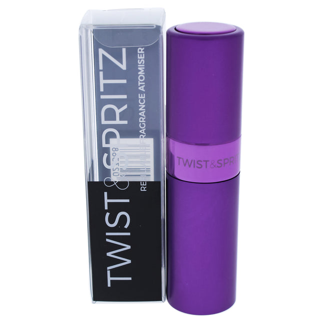 Twist and Spritz Atomiser - Purple for Women - 8 ml Refillable Spray (Empty) - Perfect for On-the-Go Fragrance