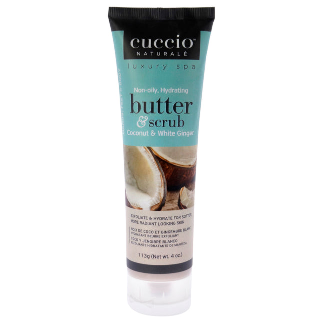 Cuccio Naturale Butter and Scrub Coconut and White Ginger 4oz - Exfoliating Body Scrub for Unisex