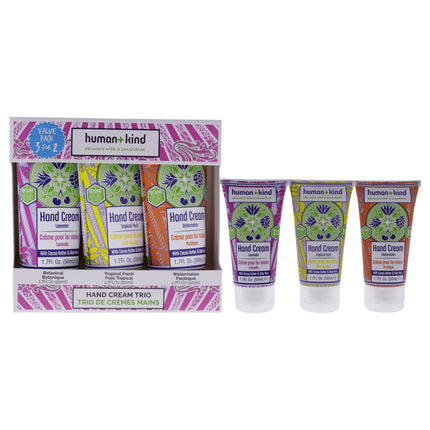 Human+Kind Hand Cream Trio for Unisex - 3 Pc 1.7oz Hand Cream Set - Watermelon, Tropical Fresh, Lavender