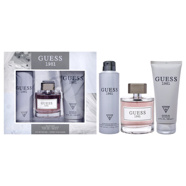 Guess 1981 by Guess for Men - 3 Pc Gift Set with EDT Spray, Deodorant Body Spray, and Shower Gel