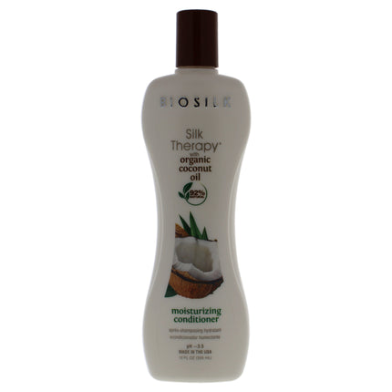 Silk Therapy with Coconut Oil Moisturizing Conditioner by Biosilk for Unisex - 12 oz Conditioner for Smooth, Hydrated Hair