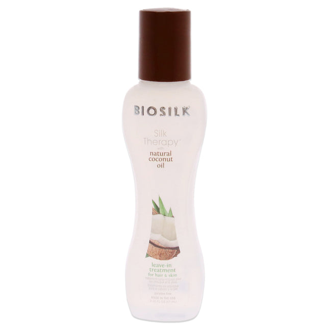 Biosilk Silk Therapy with Organic Coconut Oil Leave-In Treatment for Unisex - 2.26 oz Treatment | Nourishing Hair Treatment for All Hair Types