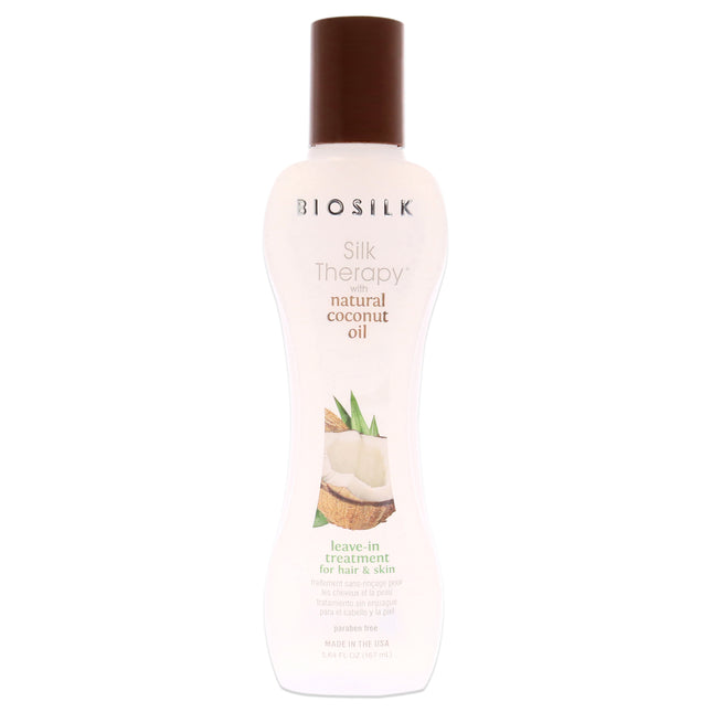 Biosilk Silk Therapy with Organic Coconut Oil Leave-In Treatment for Unisex - 5.64 oz Treatment