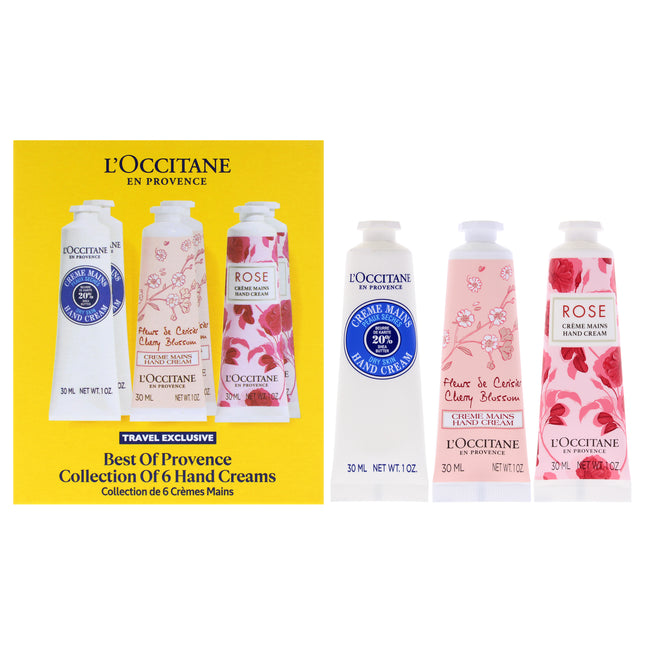 LOccitane Lovelier Hands Kit for Unisex - 6 Pc Hand Cream Set - Rose, Shea, Cherry Blossom - Ideal for Dry Skin