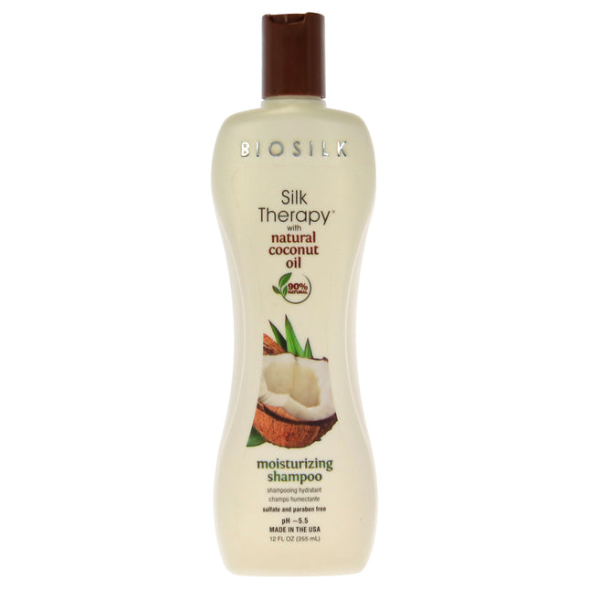 Biosilk Silk Therapy with Organic Coconut Oil Moisturizing Shampoo for Unisex - 12 oz Shampoo