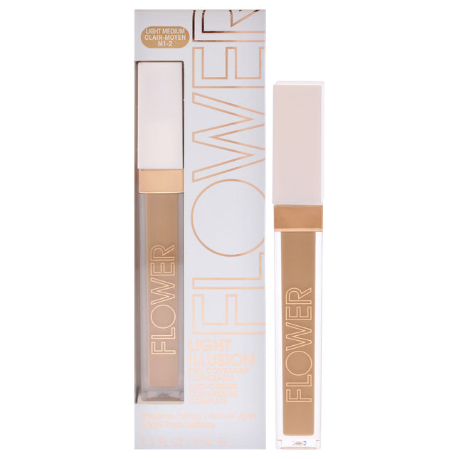 Flower Beauty Light Illusion Full Coverage Concealer M1-2 Light Medium for Women - 0.2 oz Concealer