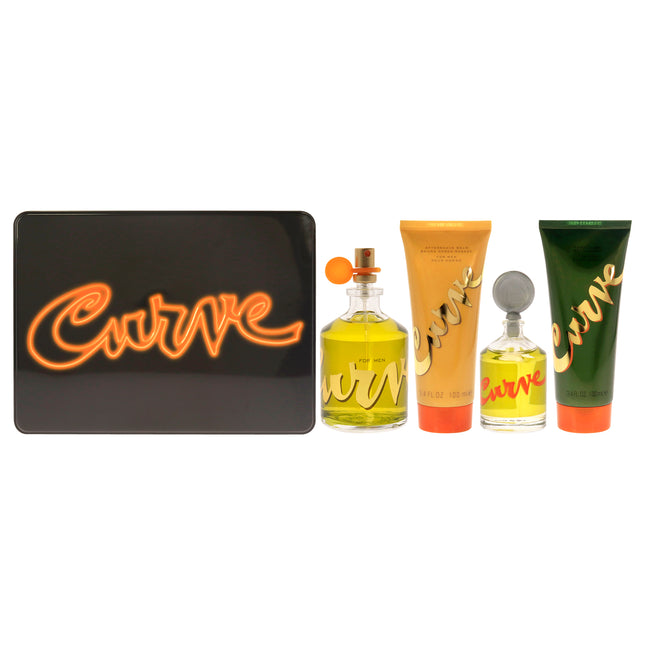 Curve by Liz Claiborne for Men 4 Pc Gift Set - EDC Spray, EDC Splash, After Shave Balm, Shower Gel