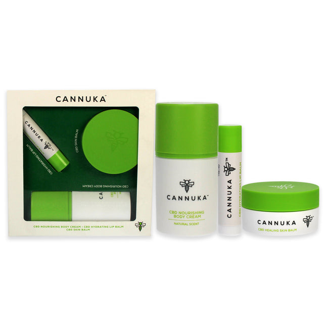Cannuka Travel Minis - CBD Skin Balm, Body Cream, Lip Balm Set for Unisex