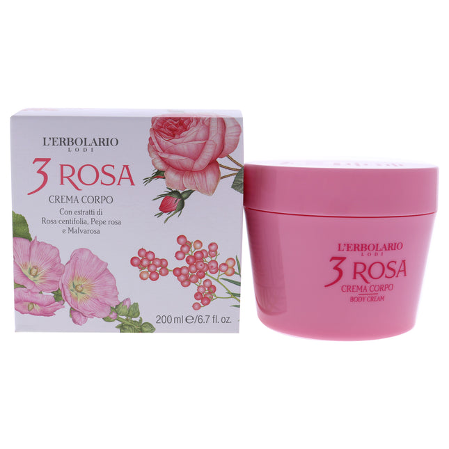 LErbolario Body Cream - 3 Rosa for Women - 6.7 oz Body Cream