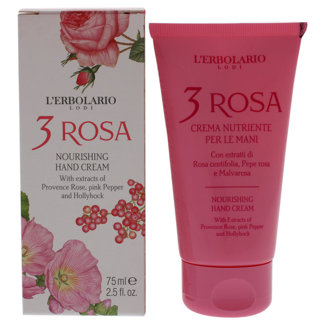 Nourishing Hand Cream - 3 Rosa by L'Erbolario for Unisex - 2.5 oz Cream - Moisturizing Hand Lotion for All Skin Types