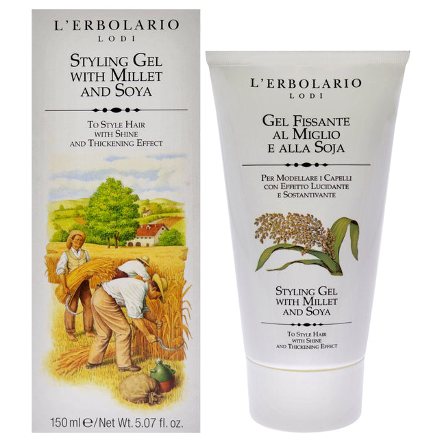 LErbolario Styling Gel with Millet and Soya - 5.07 oz Gel for Unisex