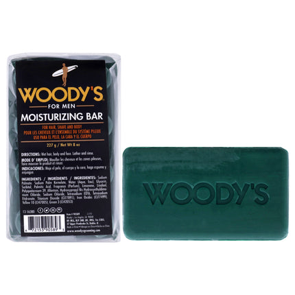 Woodys Moisturizing Body Bar for Unisex - 8 oz Soap for Hydrated Skin