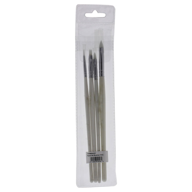 Cuccio Pro Nylon Nail Gel Brush Set for Women - 4 Pc Nail Brush Set with Round, Flat, and Design Brushes