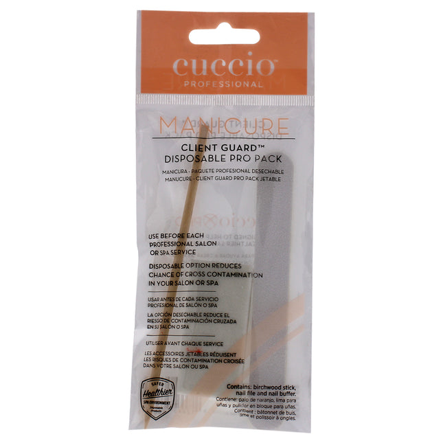 Cuccio Pro Manicure Client Guard Disposable Pro Pack for Women - 3 Pc Birchwood Stick, Nail File, Nail Buffer