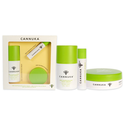 Cannuka Hydrating Face Kit for Women - 3 Pc Set with Face Cream, Eye Balm, Lip Balm