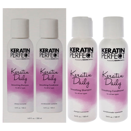 Keratin Perfect Daily Duo Shampoo and Conditioner Set for Unisex - 2 Pc 3.4oz each