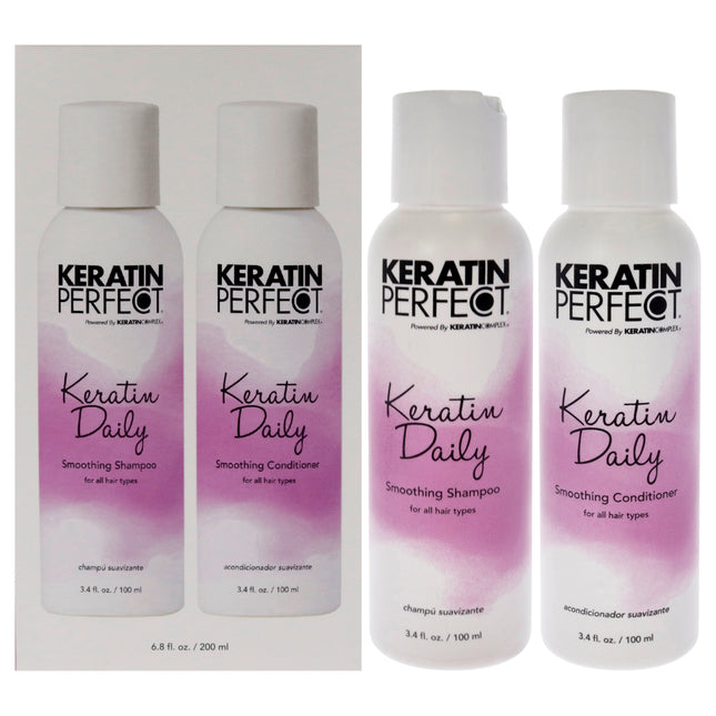 Keratin Perfect Daily Duo Shampoo and Conditioner Set for Unisex - 2 Pc 3.4oz each