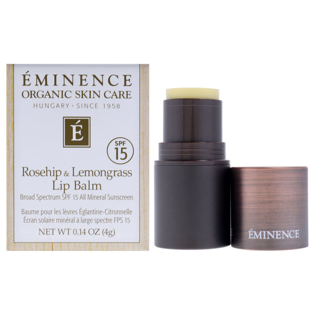 Eminence Rosehip and Lemongrass Lip Balm SPF 15 - Moisturizing Lip Balm for All Genders, 0.14 oz