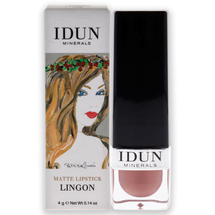 Idun Minerals Matte Lipstick in Lingon for Women - 0.14 oz Lipstick