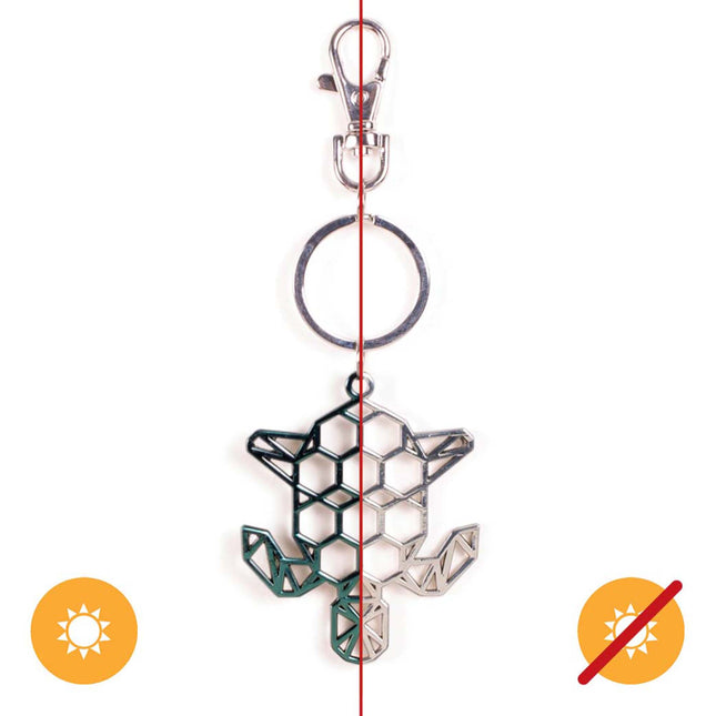 DelSol Color-Changing Metal Turtle Keychain in Green - Fun and Stylish Accessory for Women