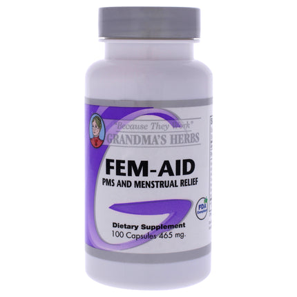 Grandma's Herbs Fem-Aid Capsules for Women - 100 Count Dietary Supplement