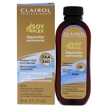 Clairol Soy 4 Plex Liquicolor Permanent Hair Color 34D Medium Ultra Cool Blonde for Unisex - 2 oz Hair Color