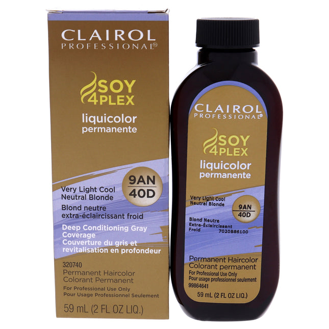 Clairol Soy 4 Plex Liquicolor Permanent Hair Color - 40D Very Light Cool Neutral Blonde for Unisex - 2 oz Hair Color