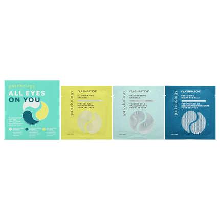 Patchology All Eyes On You Flashpatch Eye Gels Collection for Unisex - 6 Pair - Rejuvenating, Restoring Night, Illuminating - Eye Mask Set