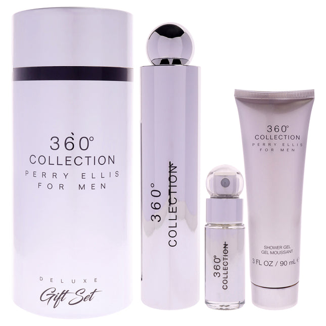 Perry Ellis 360 Men's 3 Piece Gift Set - Includes 3.4 oz EDT Spray, 0.25 oz EDT Spray, and 3oz Shower Gel