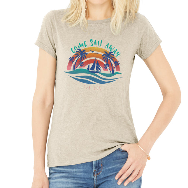 Nautical Chic: V-Neck Tee - Anchors Away by Delsol for Women - Medium